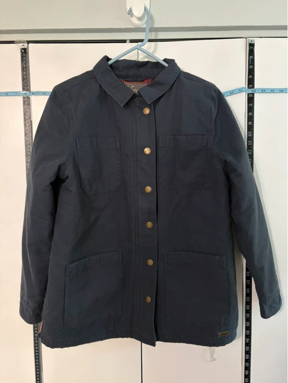 Natural Reflections Womens M Navy Barn Chore Jacket Plaid Lined Utility NWOT